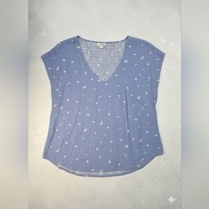 Blue Floral V-Neck a.n.a. Top XL